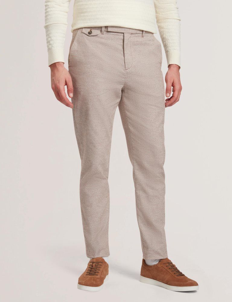 Ted Baker Handly - Micro Houndstooth Slim Fit Pants Grise Marron | 102453-WFK