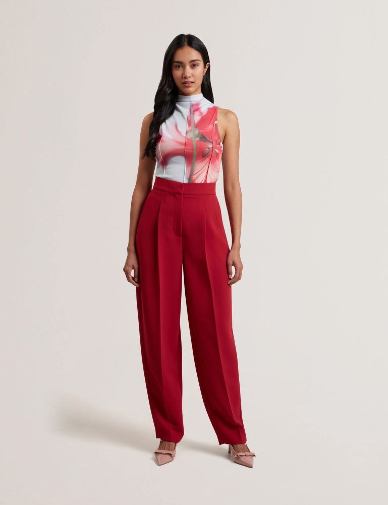Ted Baker Harplnn - Floral High Neck Jersey Tank Top Bleu | 764205-AJQ