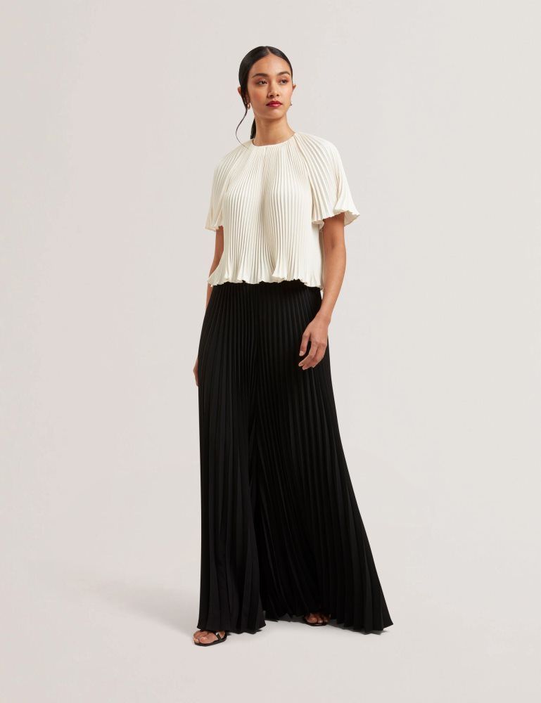 Ted Baker Haryx - Pleated Wide Leg Palazzo Trousers Noir | 819430-XLQ