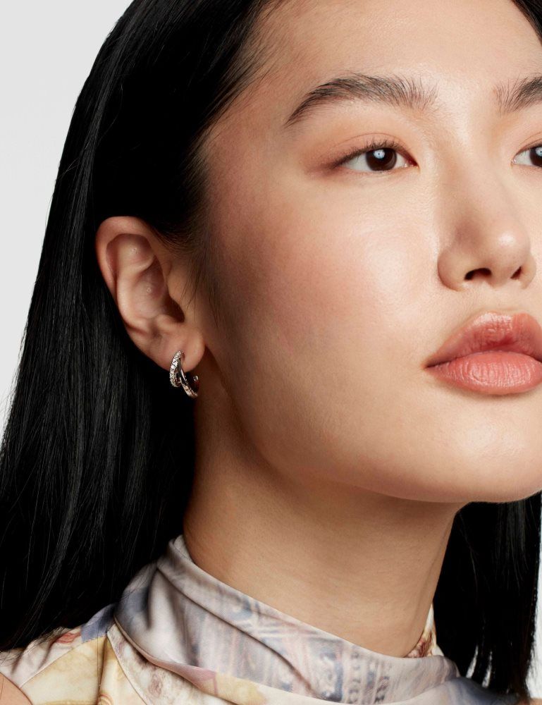 Ted Baker Helias - Crystal Double Hoop Earrings Argent | 059617-UJV