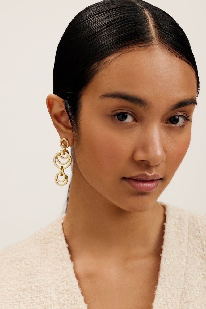 Ted Baker Huliet - Interlocking Hoop Drop Earrings Doré | 825914-EJI