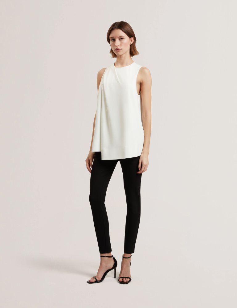 Ted Baker Icana - Draped Front Asymmetric Sleeveless Top Blanche | 195820-ZNL