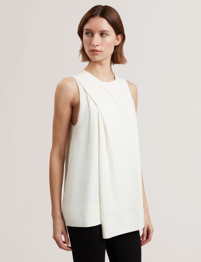 Ted Baker Icana - Draped Front Asymmetric Sleeveless Top Blanche | 195820-ZNL