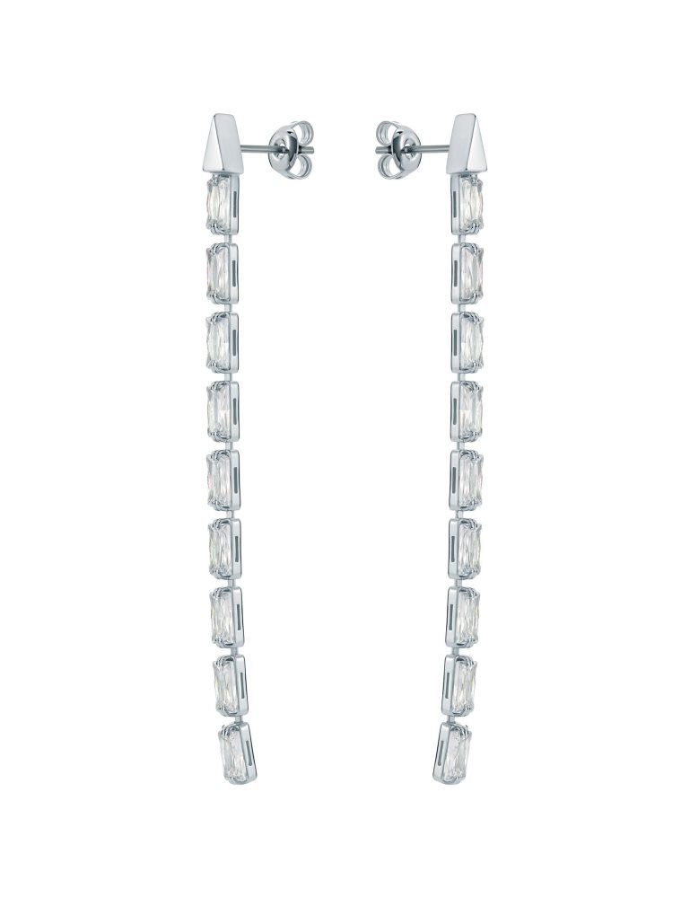Ted Baker Isalie - Baguette Crystal Long Drop Earrings Argent | 280961-LDP