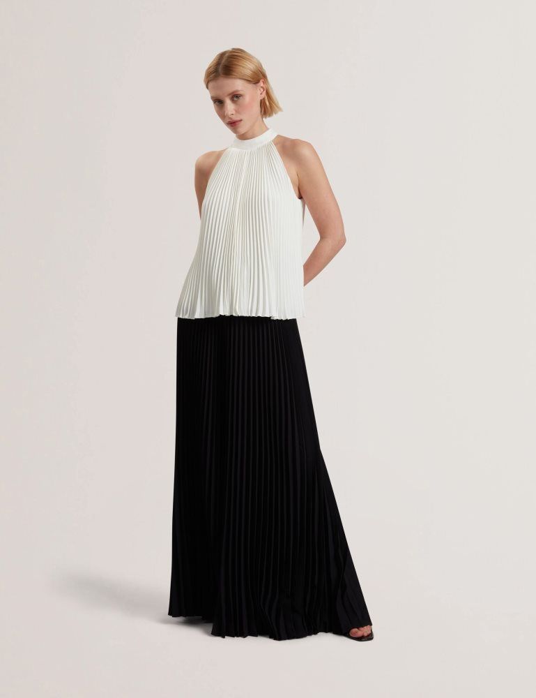 Ted Baker Jamaya - High Halter Neck Pleated Sleeveless Top Blanche | 685037-YTH