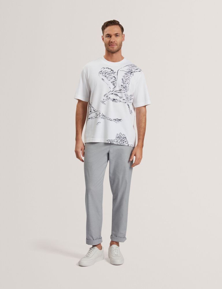 Ted Baker Jamesio - Short Sleeve Graphic Seagull T-shirt Blanche | 467195-EVS