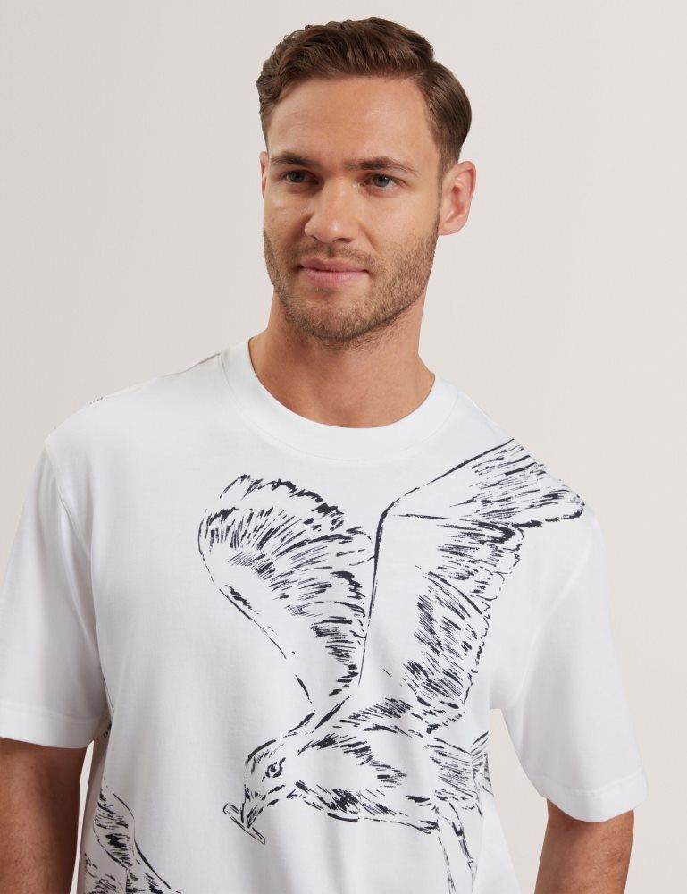 Ted Baker Jamesio - Short Sleeve Graphic Seagull T-shirt Blanche | 467195-EVS
