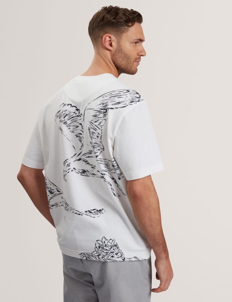 Ted Baker Jamesio - Short Sleeve Graphic Seagull T-shirt Blanche | 467195-EVS