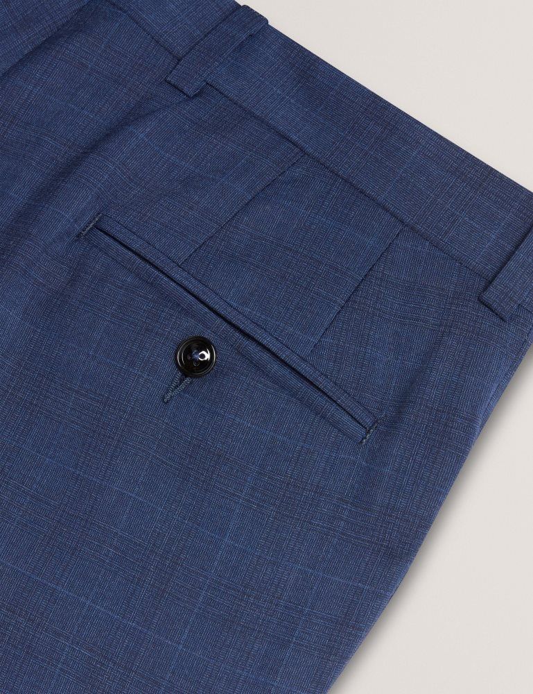 Ted Baker Jayals - Slim Fit Navy Check Wool Suit Pants Bleu Marine | 587940-MKR