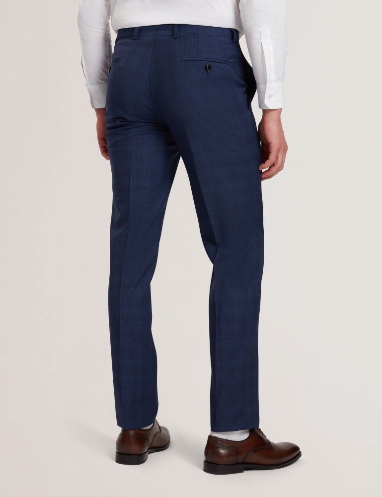 Ted Baker Jayals - Slim Fit Navy Check Wool Suit Pants Bleu Marine | 587940-MKR