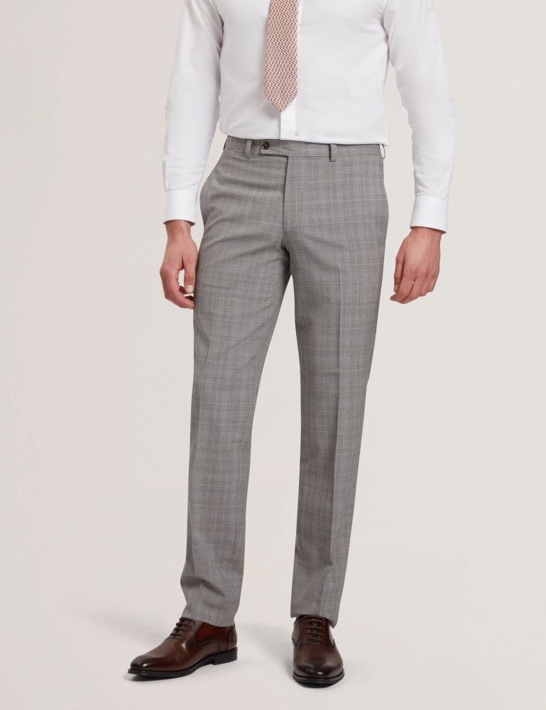 Ted Baker Jaysons - Slim Fit Grey Check Wool Suit Pants Grise | 846359-SVJ
