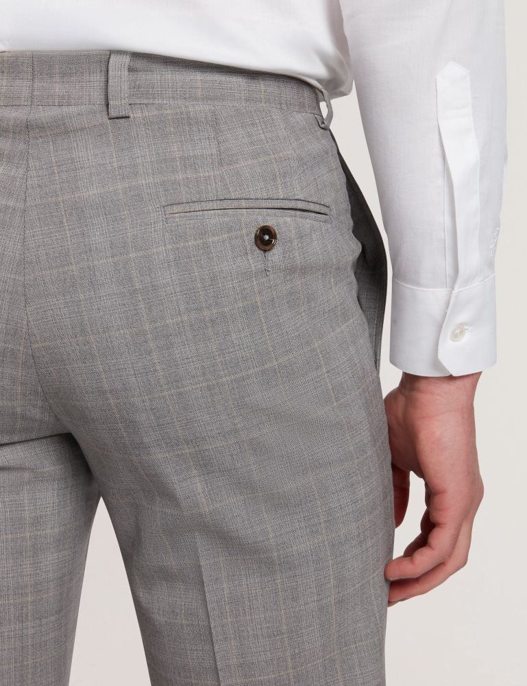 Ted Baker Jaysons - Slim Fit Grey Check Wool Suit Pants Grise | 846359-SVJ