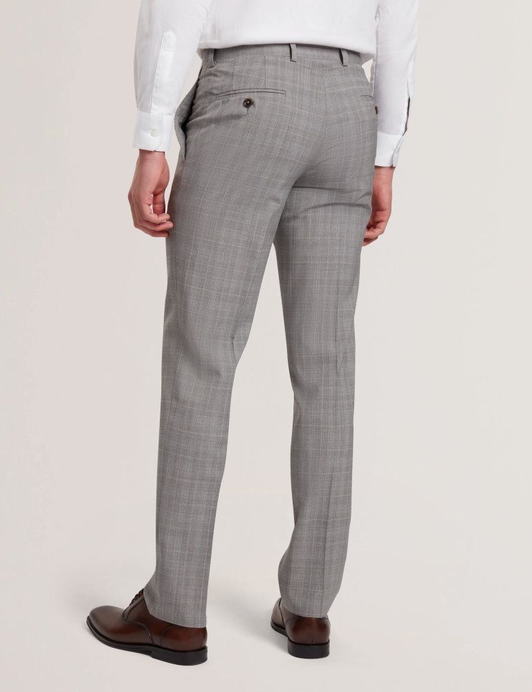Ted Baker Jaysons - Slim Fit Grey Check Wool Suit Pants Grise | 846359-SVJ