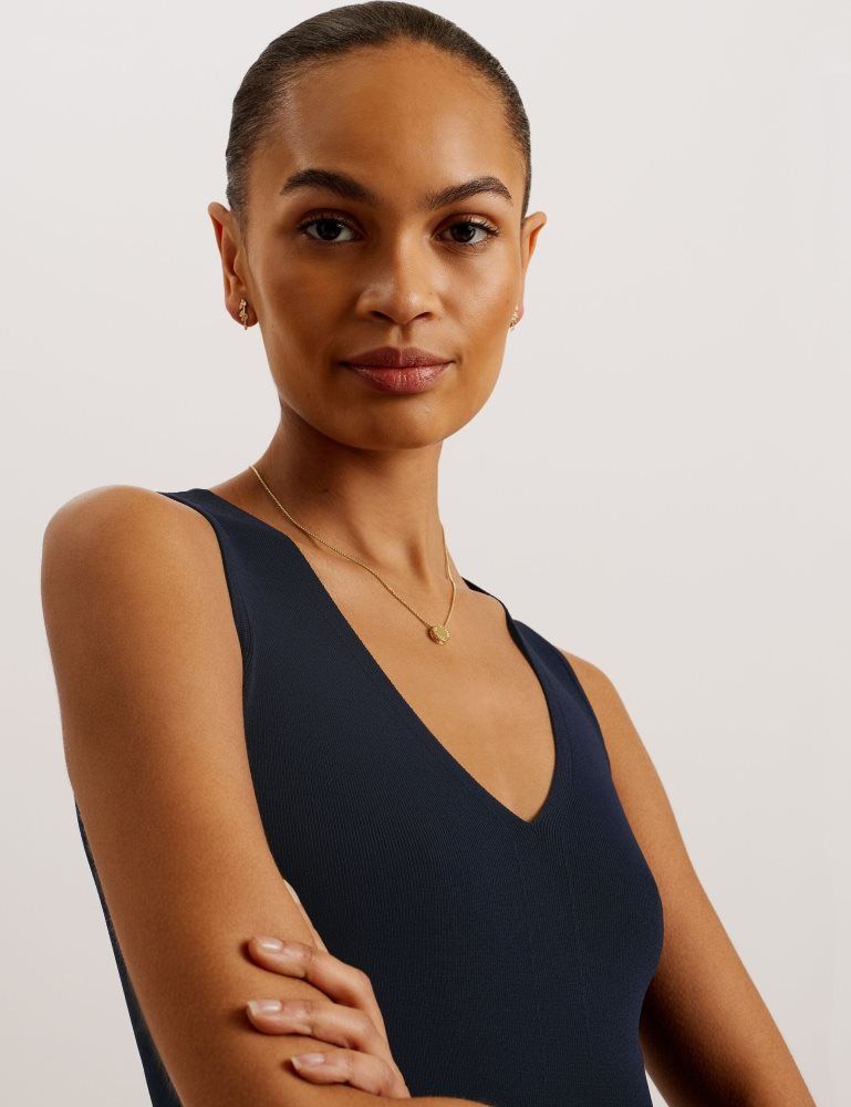 Ted Baker Josiiy - V-neck Slim Fit Sleeveless Knit Top Bleu Marine | 960842-ZTO