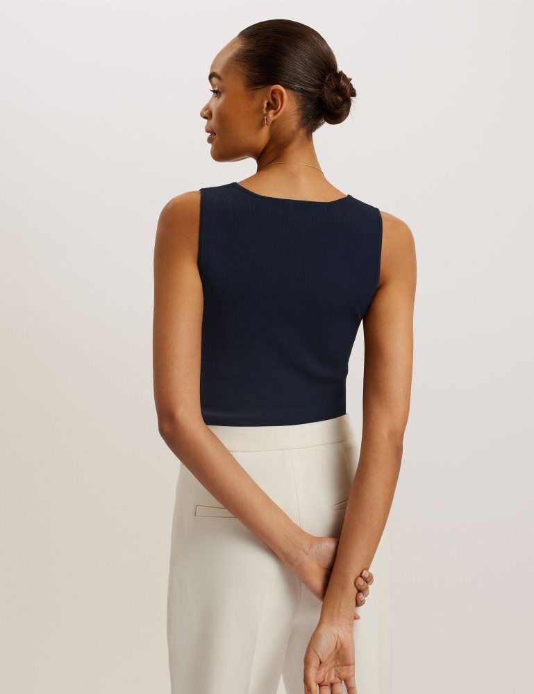 Ted Baker Josiiy - V-neck Slim Fit Sleeveless Knit Top Bleu Marine | 960842-ZTO