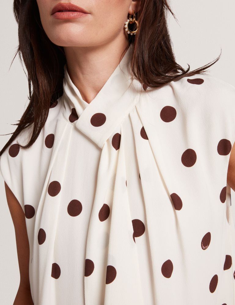 Ted Baker Jutuva - Polka Dot Scarf Neck Mini Shift Dress Blanche | 938067-LUZ