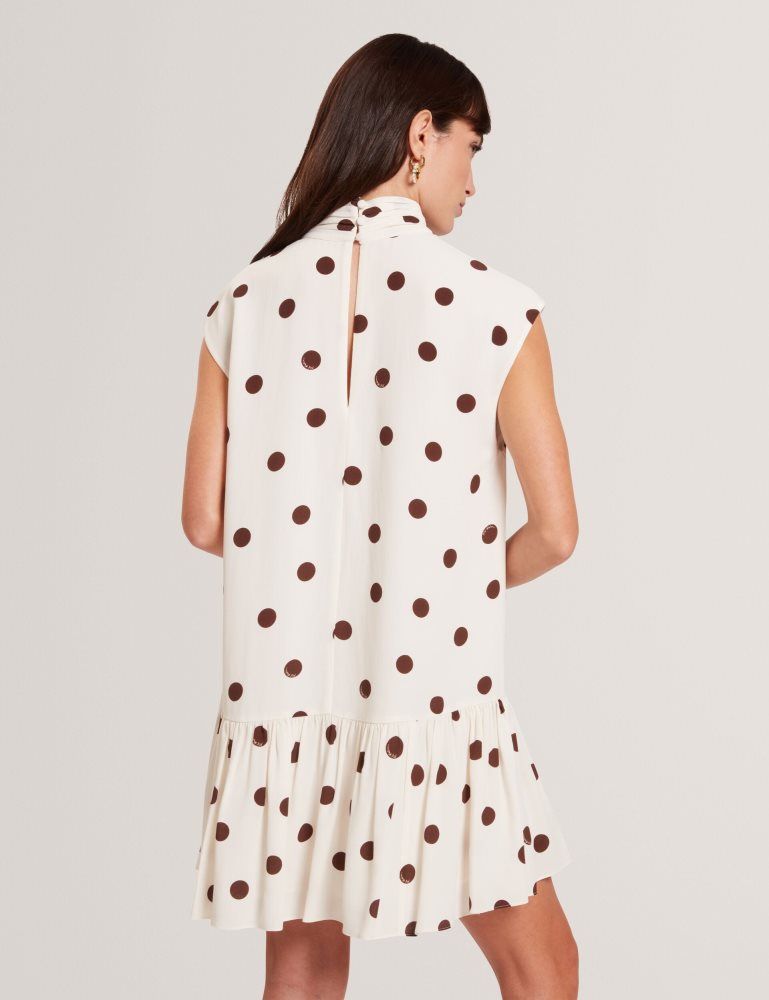 Ted Baker Jutuva - Polka Dot Scarf Neck Mini Shift Dress Blanche | 938067-LUZ