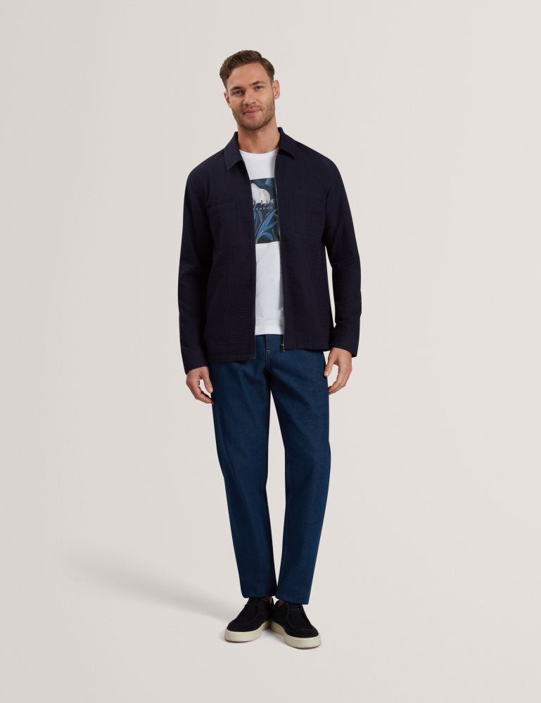 Ted Baker Kailins - Long Sleeve Zip-through Cotton Overshirt Bleu Marine | 280413-SLW