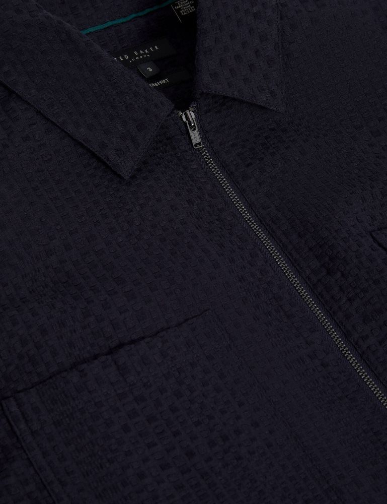 Ted Baker Kailins - Long Sleeve Zip-through Cotton Overshirt Bleu Marine | 280413-SLW