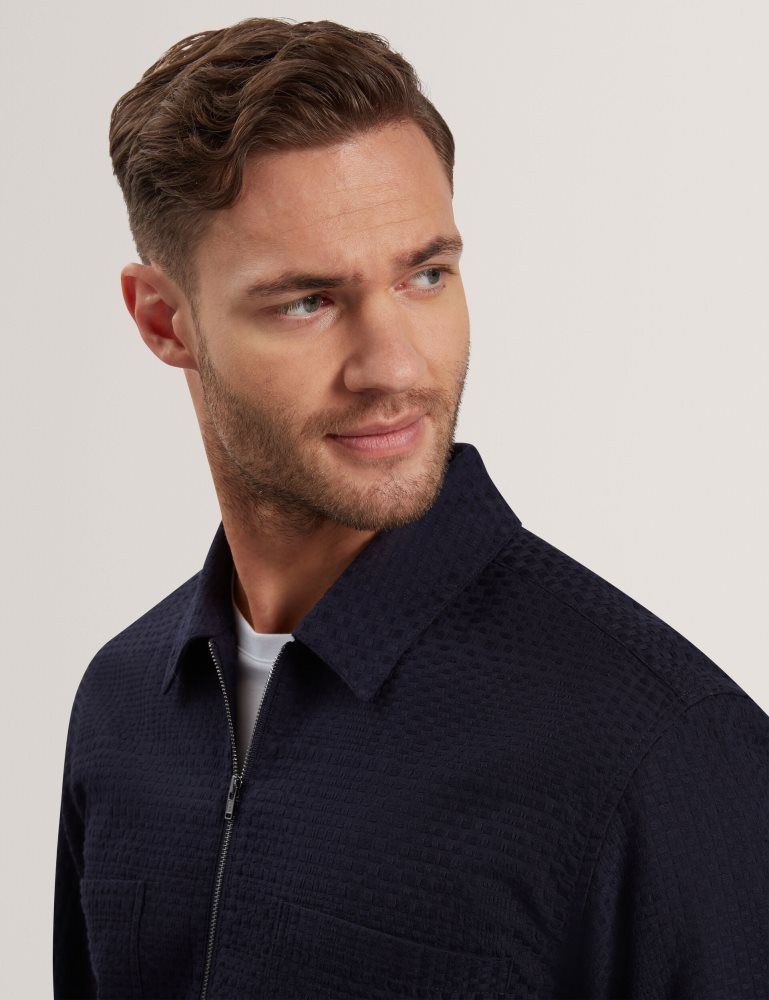 Ted Baker Kailins - Long Sleeve Zip-through Cotton Overshirt Bleu Marine | 280413-SLW
