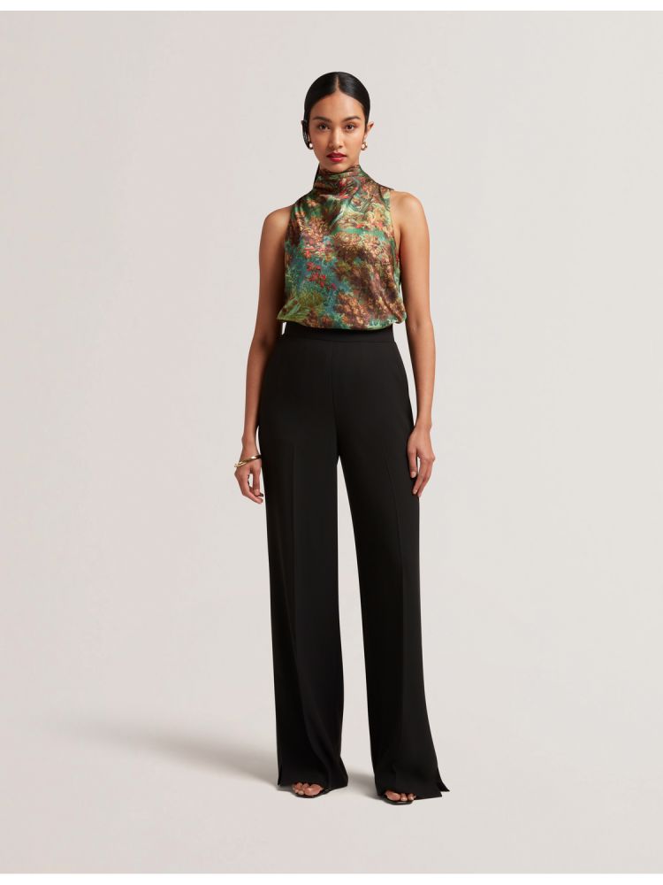 Ted Baker Kalnaa - Printed Satin High Neck Sleeveless Top Vert | 796402-AJN