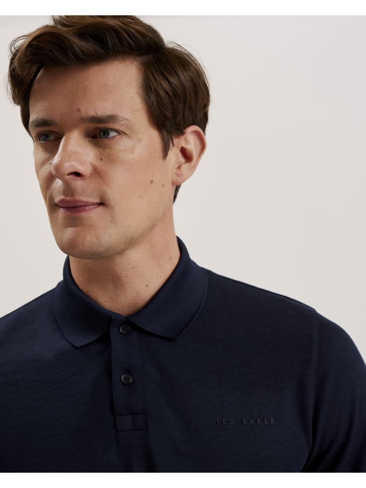 Ted Baker Karty - Short Sleeve Regular Branded Polo Bleu Marine | 975436-BPO