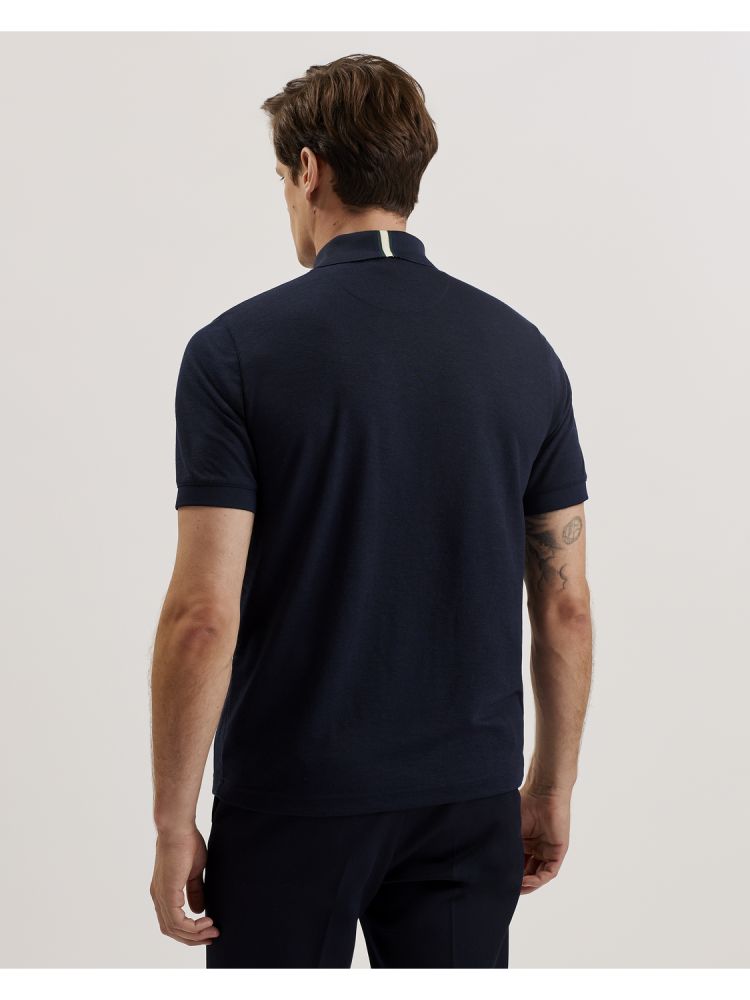 Ted Baker Karty - Short Sleeve Regular Branded Polo Bleu Marine | 975436-BPO