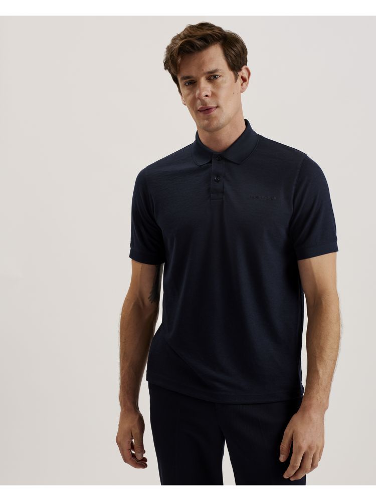 Ted Baker Karty - Short Sleeve Regular Branded Polo Bleu Marine | 975436-BPO