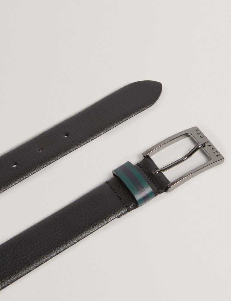 Ted Baker Kendon - Grained Leather Belt With Striped Loop Noir | 382569-ADN