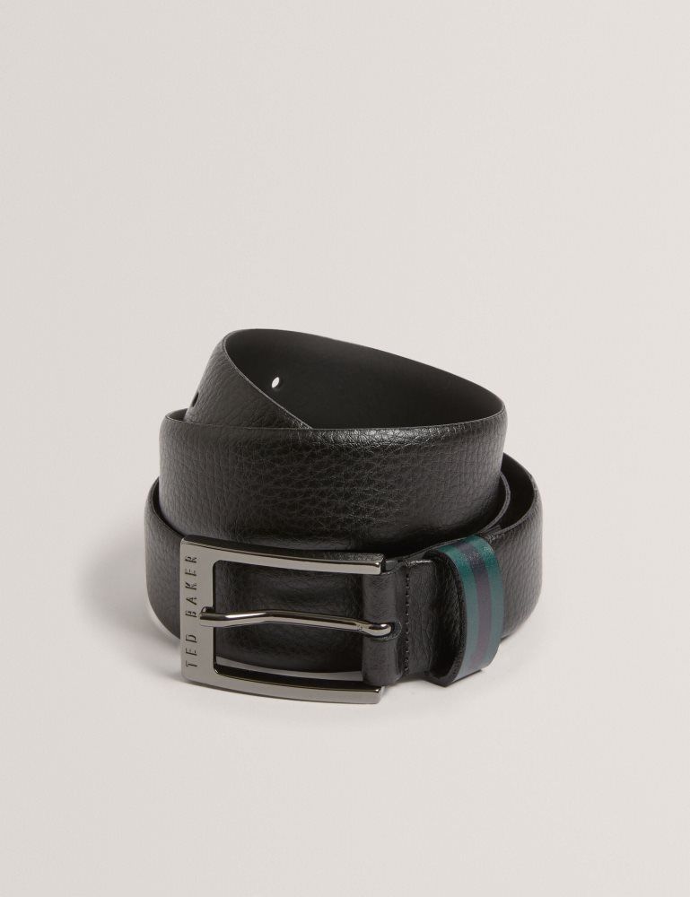 Ted Baker Kendon - Grained Leather Belt With Striped Loop Noir | 382569-ADN