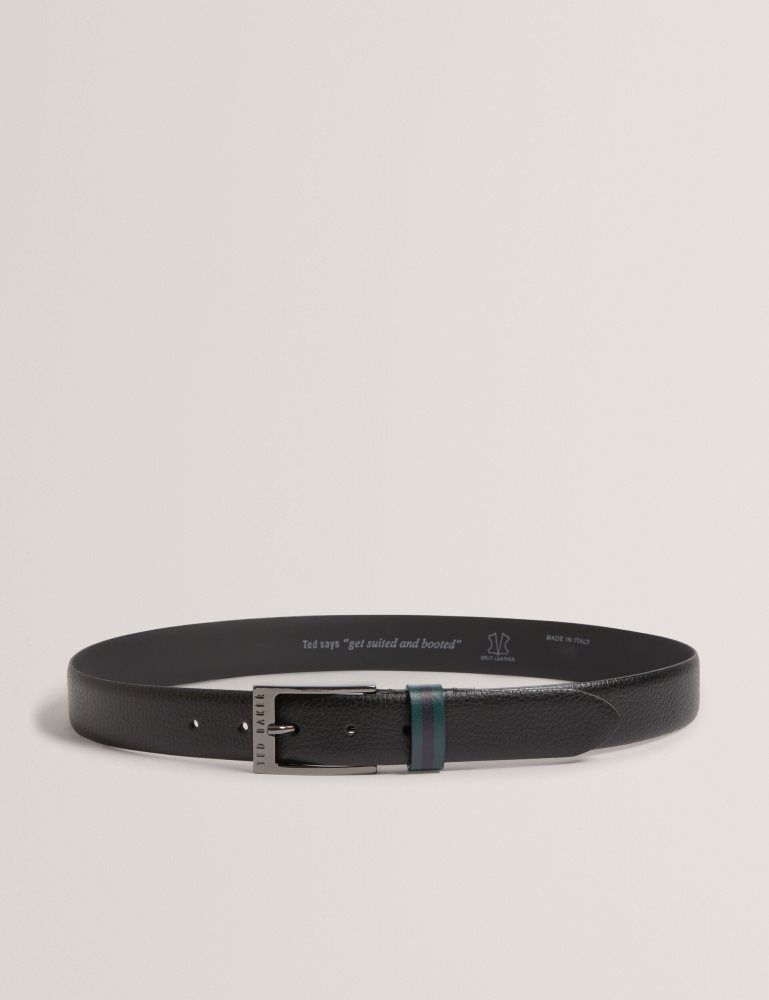 Ted Baker Kendon - Grained Leather Belt With Striped Loop Noir | 382569-ADN