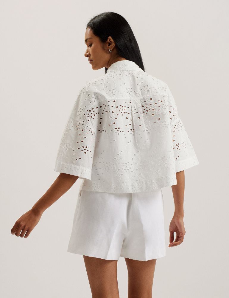 Ted Baker Kilkis - Broderie Cropped Shirt Blanche | 536849-TDI