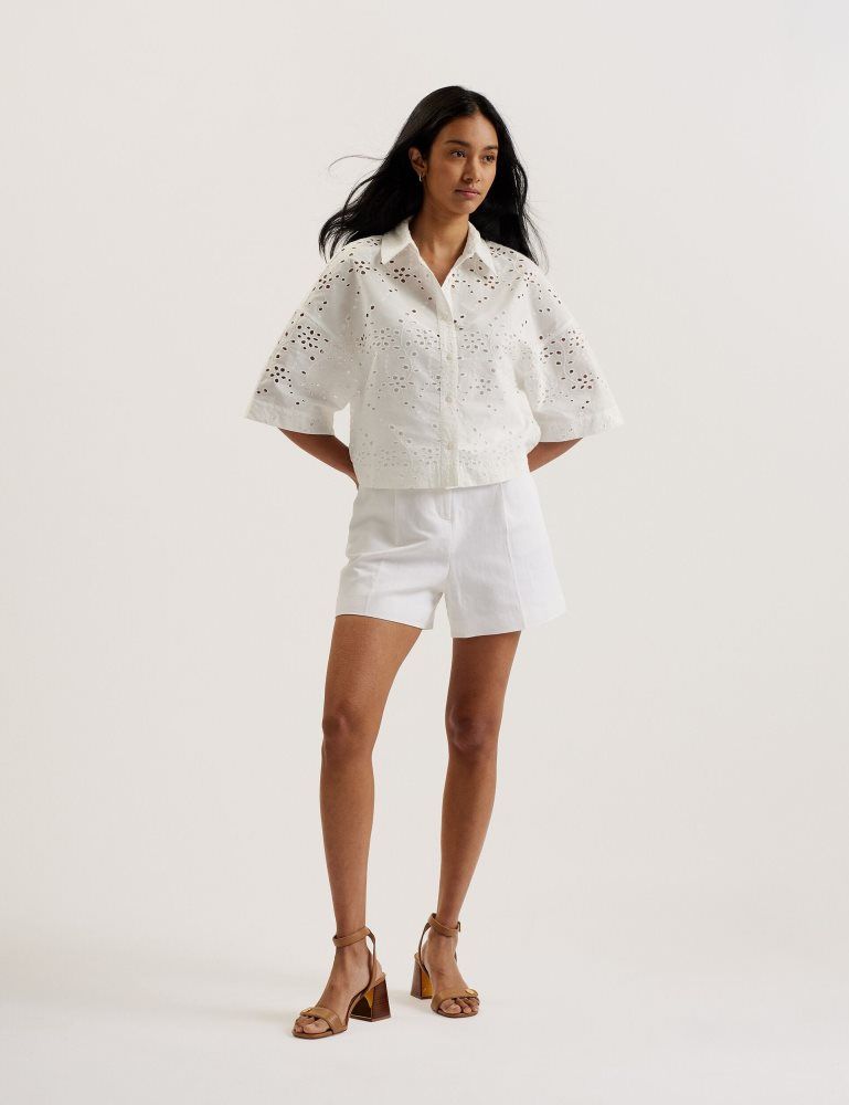 Ted Baker Kilkis - Broderie Cropped Shirt Blanche | 536849-TDI