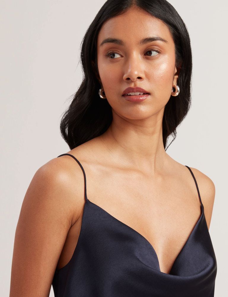 Ted Baker Kiti - Satin Cowl Neck Strappy Cami Top Bleu Marine | 428136-ODW
