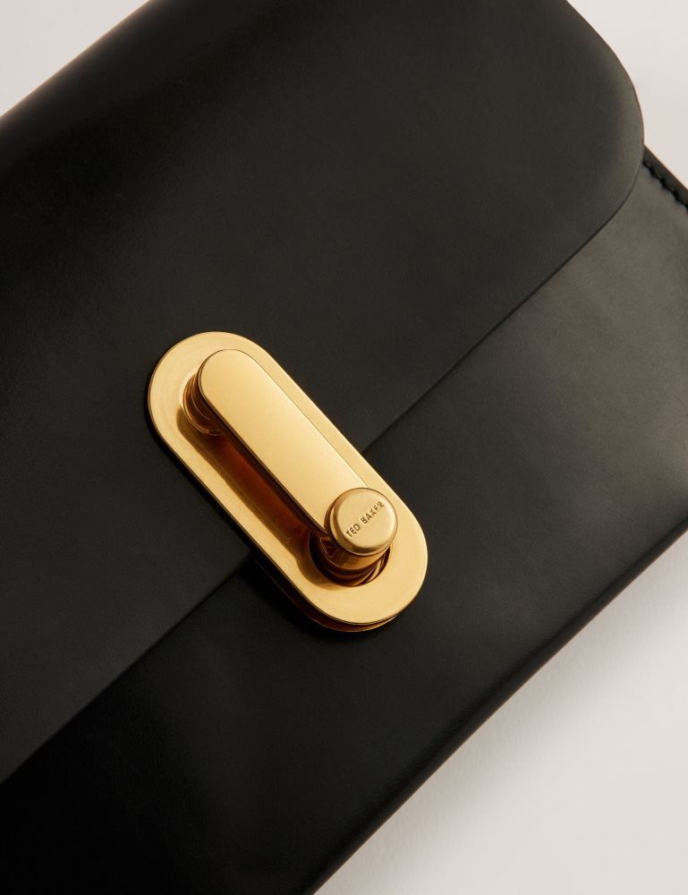 Ted Baker Kkaysa - Leather Twist Lock Small Crossbody Bag Noir | 452739-VBO