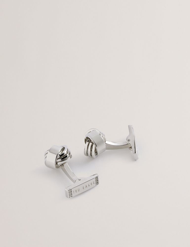 Ted Baker Knoted - Knotted Shiny Metal Cufflinks Argent | 317564-VUQ