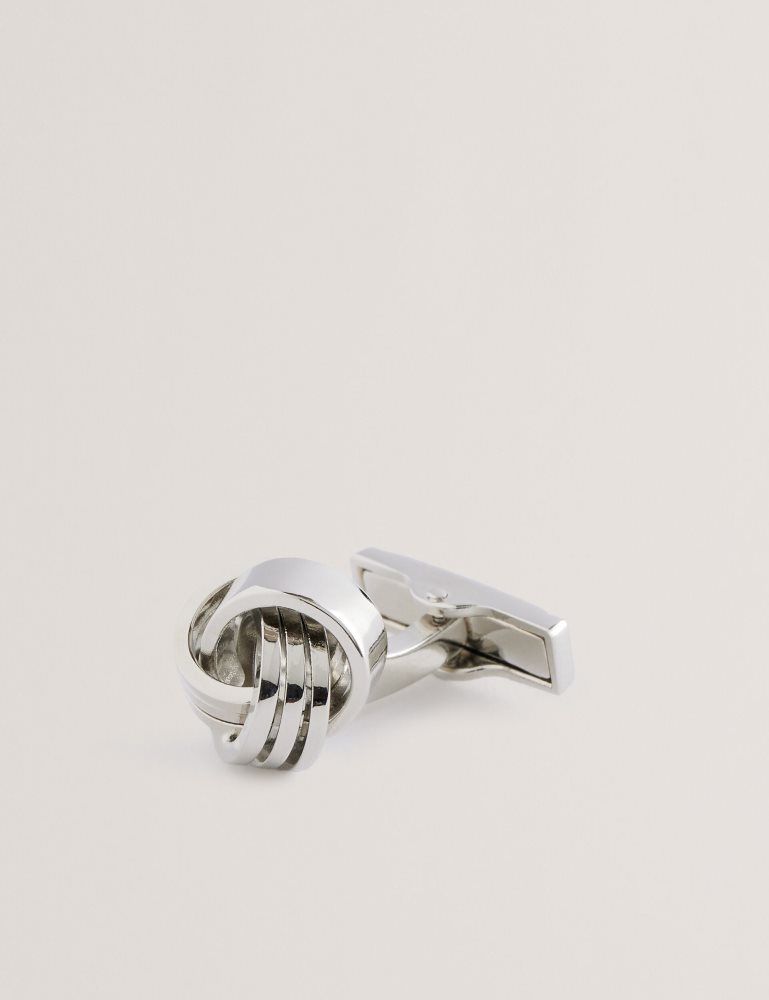 Ted Baker Knoted - Knotted Shiny Metal Cufflinks Argent | 317564-VUQ