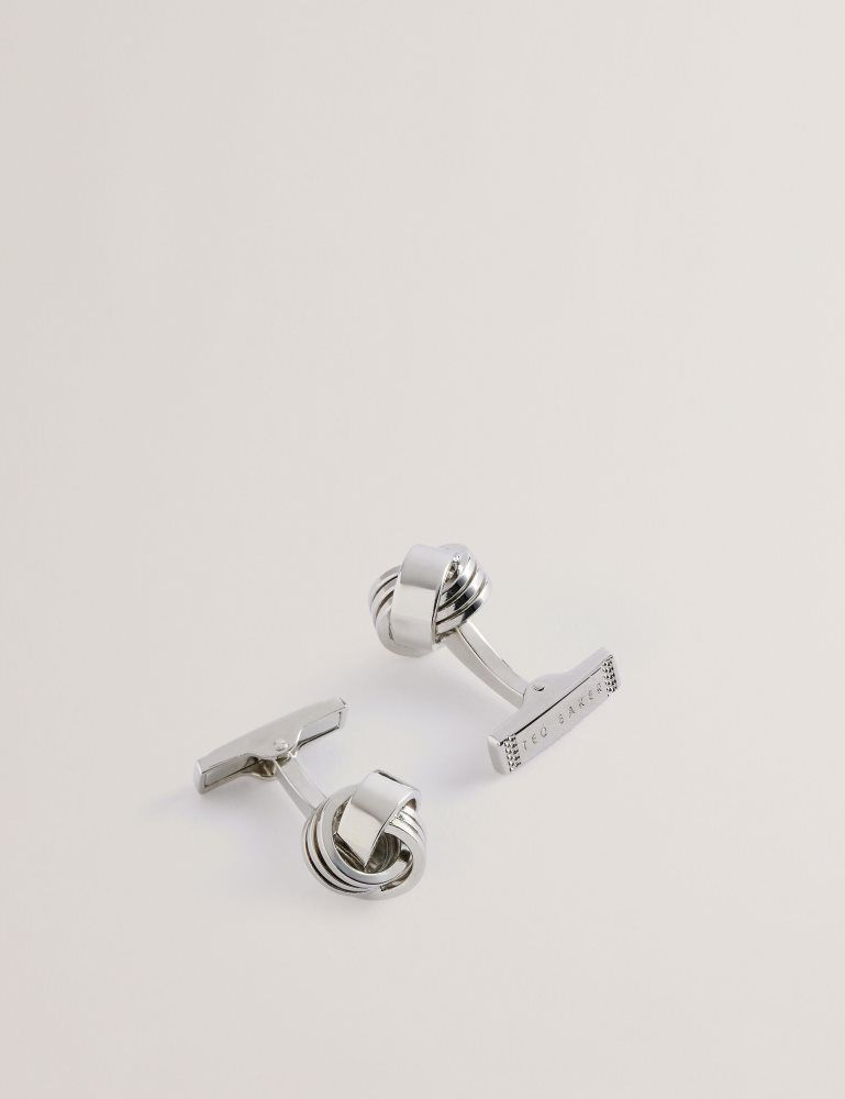 Ted Baker Knoted - Knotted Shiny Metal Cufflinks Argent | 317564-VUQ