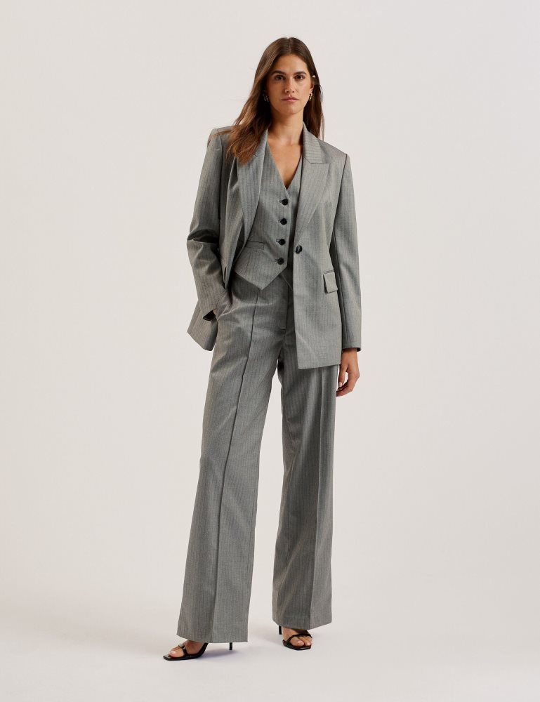 Ted Baker Koa - Oversized Herringbone Single Breasted Blazer Grise | 064253-LSK