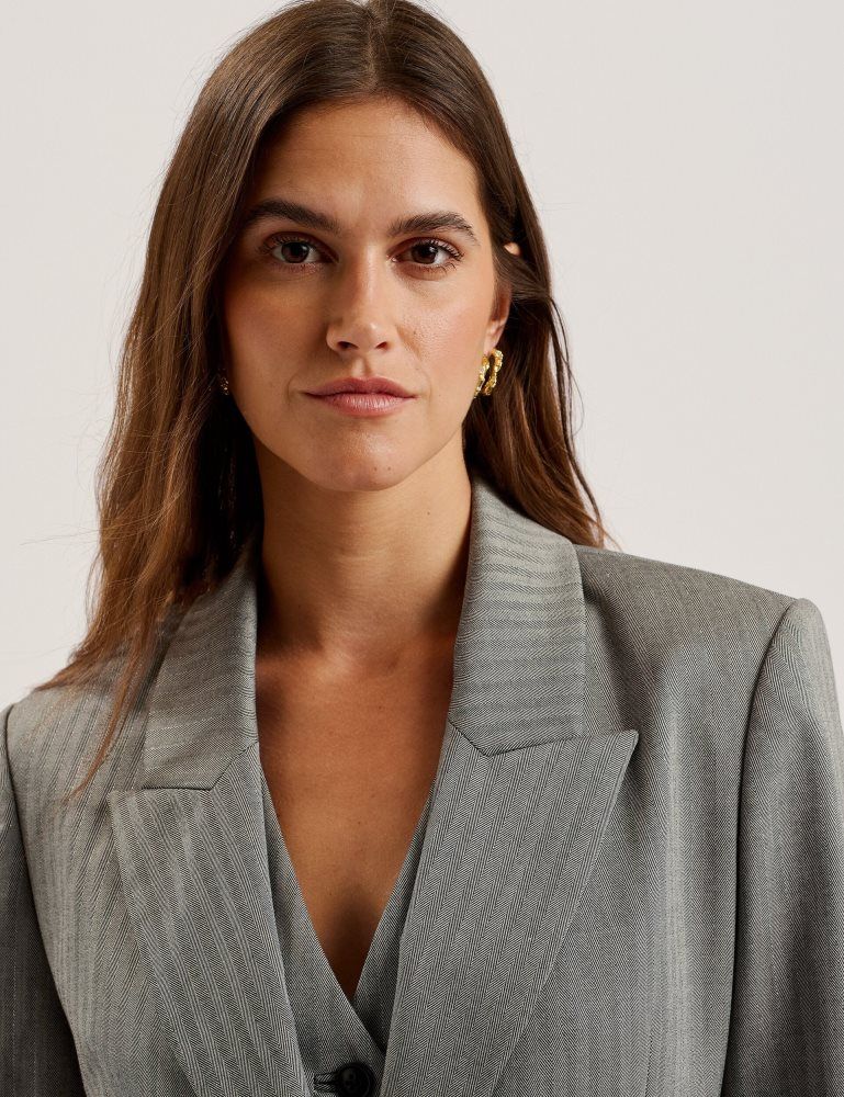 Ted Baker Koa - Oversized Herringbone Single Breasted Blazer Grise | 064253-LSK