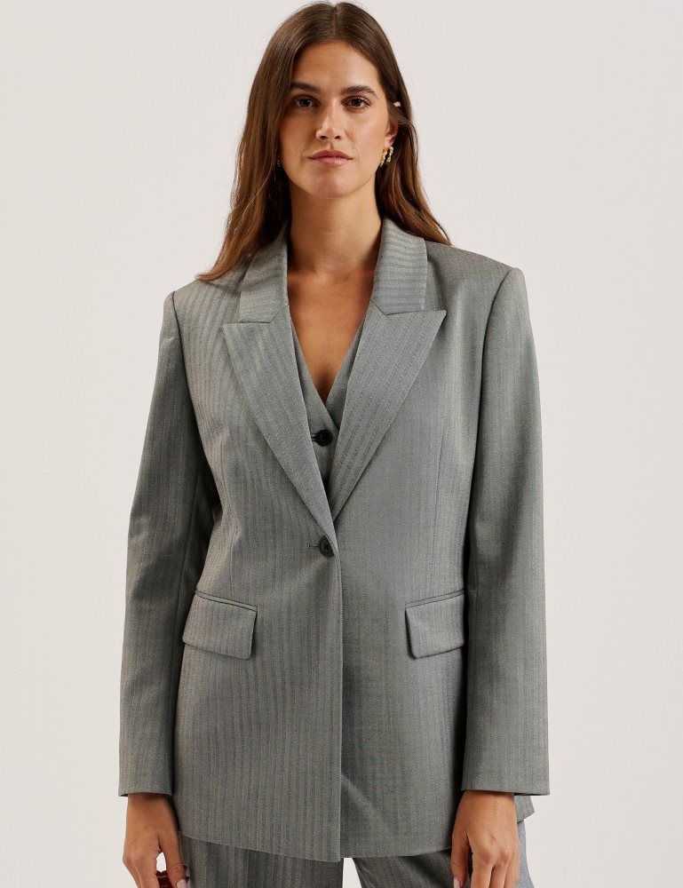 Ted Baker Koa - Oversized Herringbone Single Breasted Blazer Grise | 064253-LSK