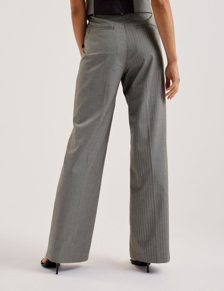 Ted Baker Koat - Herringbone Wide Leg Tailored Trousers Grise | 401528-IOP