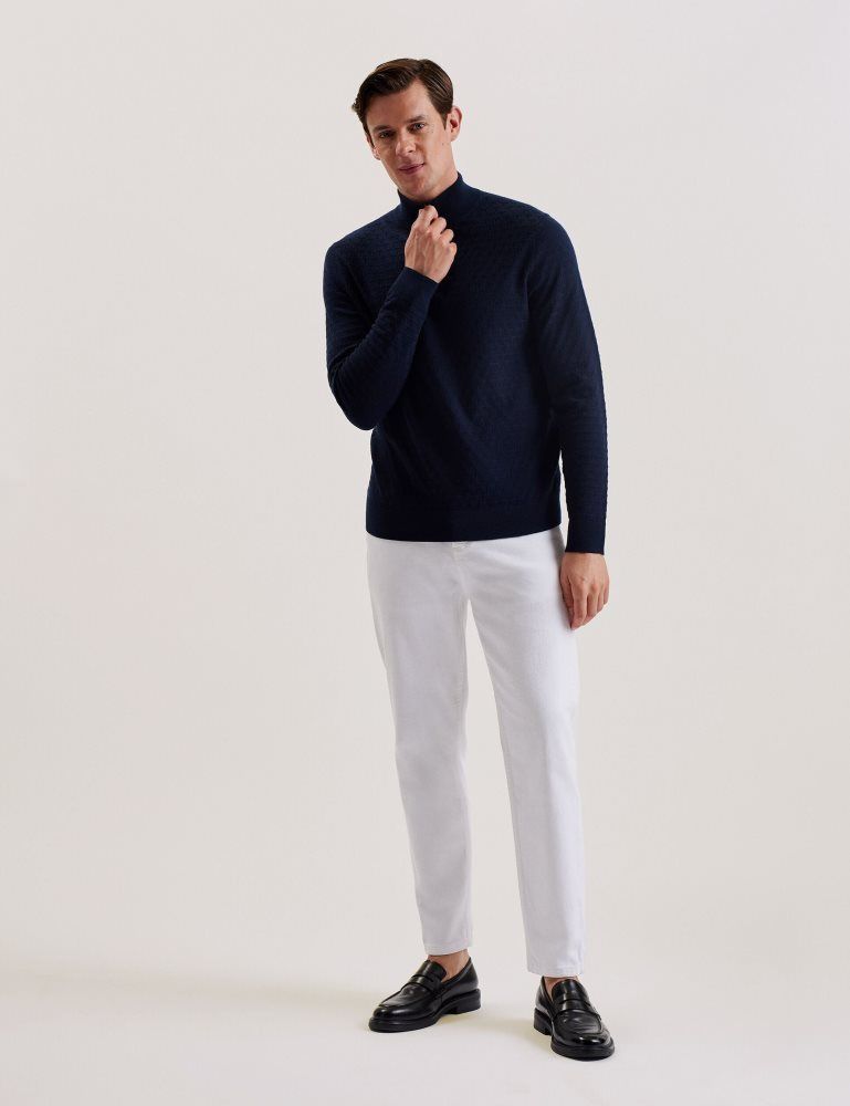 Ted Baker Kurnle - T Knit Half Zip Funnel Neck Jumper Bleu Marine | 420697-NTQ