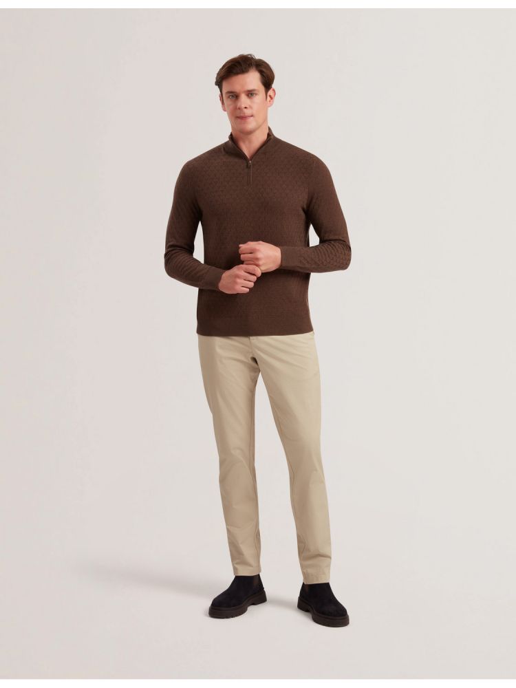 Ted Baker Kurnle - T Knit Half Zip Funnel Neck Jumper Marron | 317865-DMR