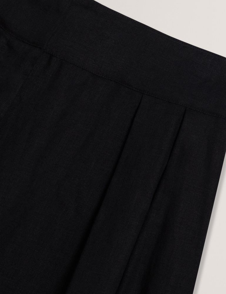 Ted Baker Kyfaat - Pure Linen Tailored Wide Leg Trousers Noir | 482569-ZOH