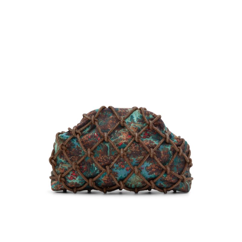 Ted Baker Kylar - Crystal Cage Printed Satin Clutch Bag Vert Olive | 027649-KIQ
