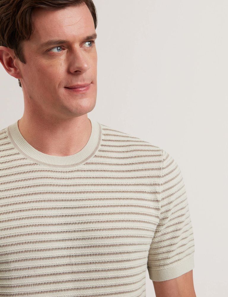 Ted Baker Lain - Short Sleeve Textured T-shirt Ecru | 901362-OZS