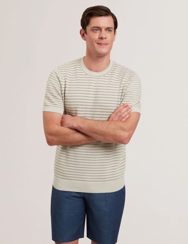Ted Baker Lain - Short Sleeve Textured T-shirt Ecru | 901362-OZS