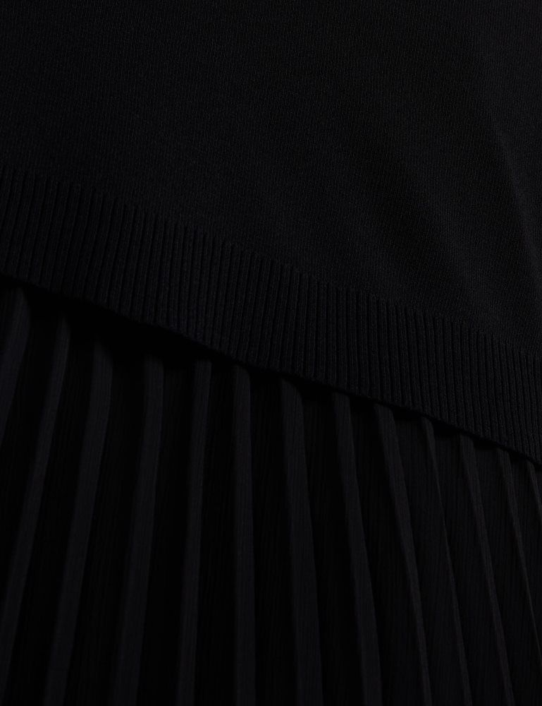 Ted Baker Larnahh - Pleated Midi Dress With Removable Knit Tank Noir | 589217-LNW