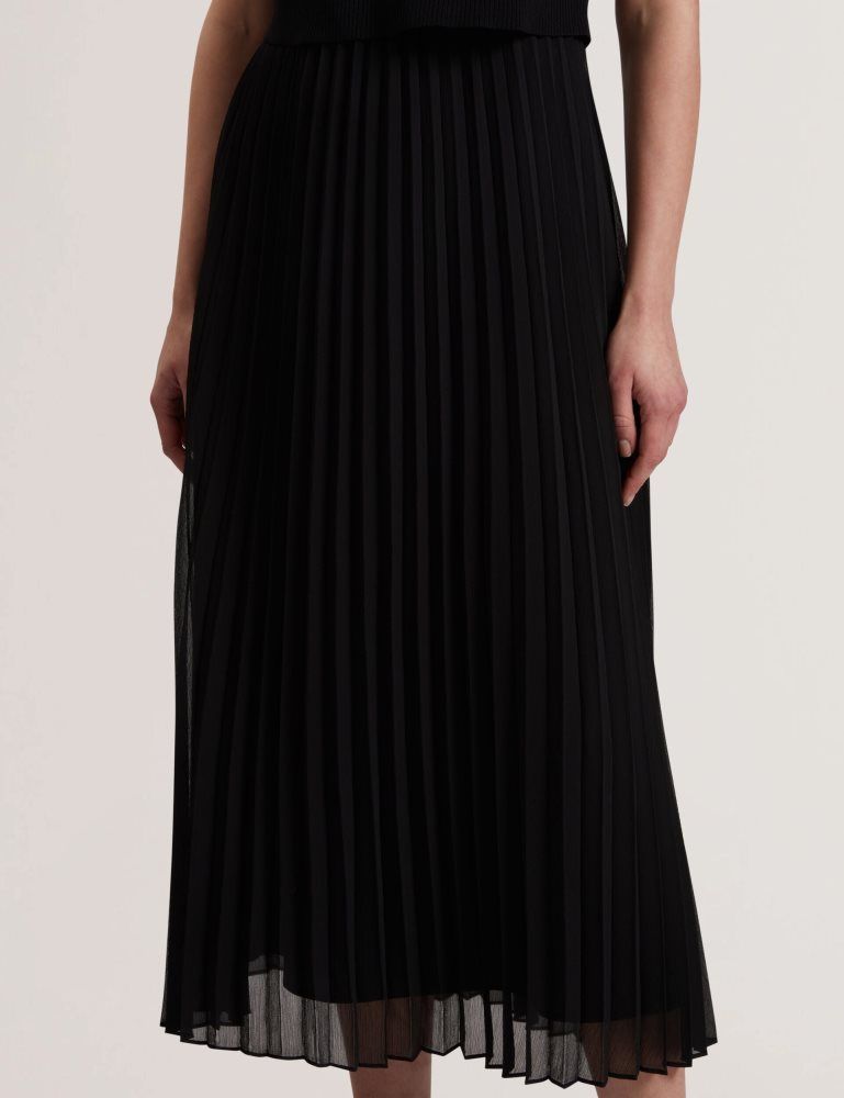 Ted Baker Larnahh - Pleated Midi Dress With Removable Knit Tank Noir | 589217-LNW